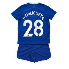 Chelsea Cesar Azpilicueta #28 Hemmaställ Barn 2022-23 Korta ärmar (+ Korta byxor)